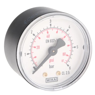 WIKA 50 mm R 1/8 BSPT Plastic Case Pressure Gauge, 6 bar, ±1.6% Accuracy 7203476