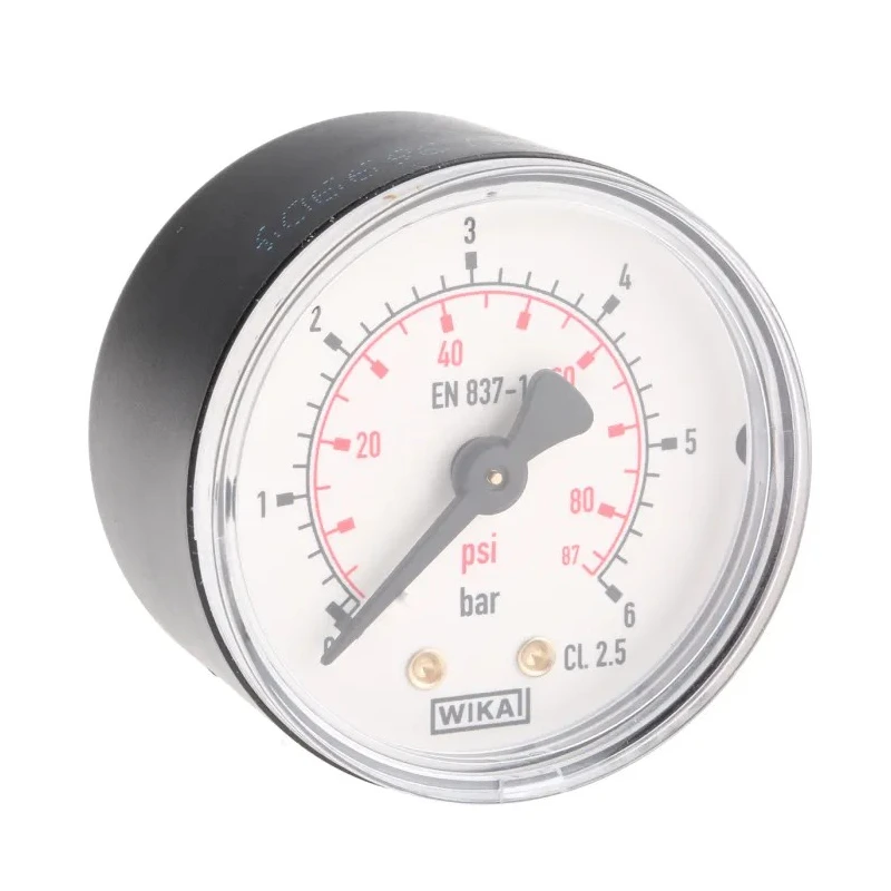 WIKA 50 mm R 1/8 BSPT Plastic Case Pressure Gauge, 6 bar, ±1.6% Accuracy 7203476