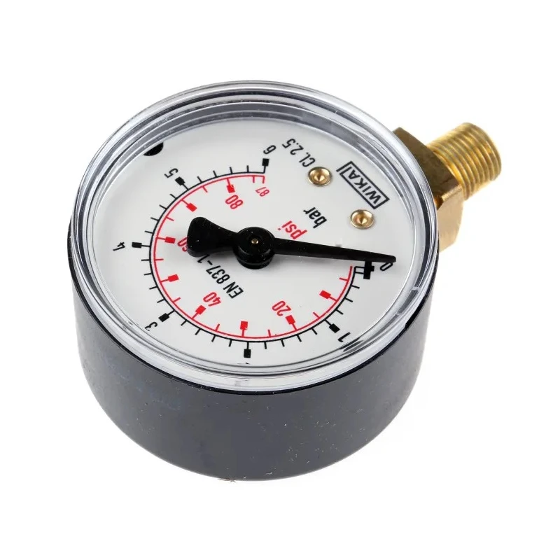 WIKA 50 mm 1/8 in R R Tapered Thread Pressure Gauge 6 bar 7203548
