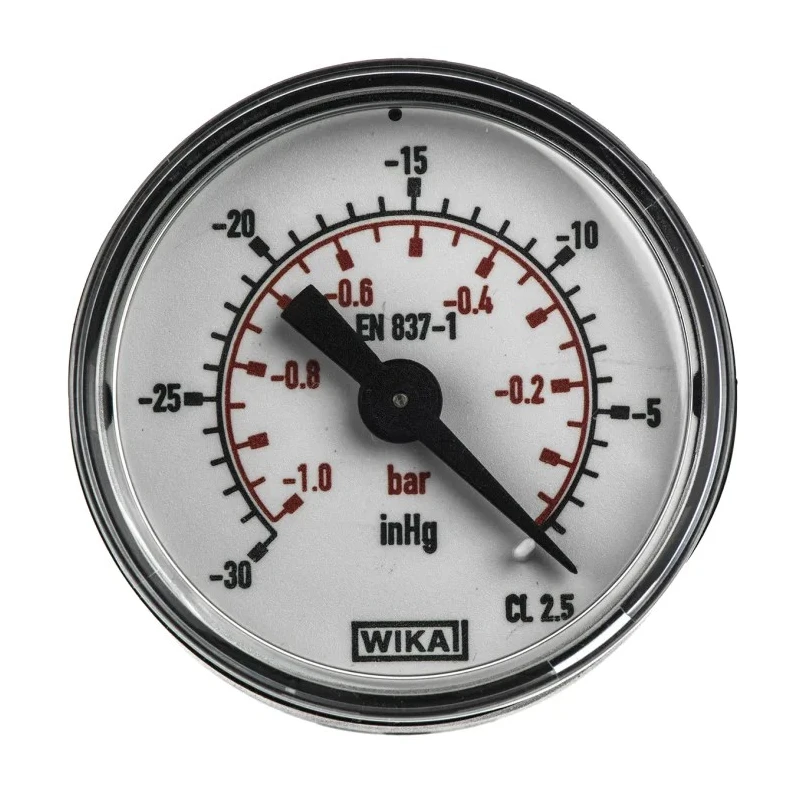WIKA 40 mm 1/8 in R BSPT Plastic Case Pressure Gauge, 0 bar, ±1.6% Accuracy, Model 7203726