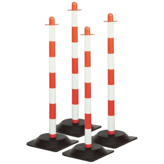 Brady White and Red Polyethylene Safety Barrier Post with Rubber Base Pack of 4 POST & RUBBER BASE RED/WHT PK 4
