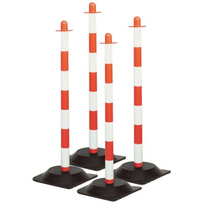 Brady White and Red Polyethylene Safety Barrier Post with Rubber Base Pack of 4 POST & RUBBER BASE RED/WHT PK 4