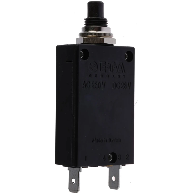 ETA Thermal Overcurrent Circuit Breaker, 1A Current Rating, 1-Pole, Panel Mount, Thermal 2-5700-IG1-P10-DD-000040-1A