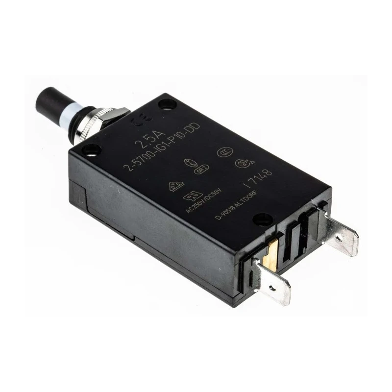 ETA Thermal Overcurrent Circuit Breaker Panel Mount 2.5A Current Rating 1-Pole 250V AC 50V DC 2-5700-IG1-P10-DD-000040-2.5A