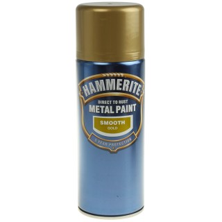 Hammerite Spray Paint 400 ml Gold Smooth Direct To Rust Metal Paint Aerosol 5092831