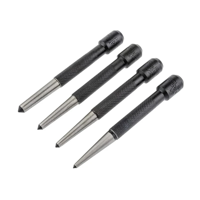 Eclipse 4-Piece Centre Punch Set, 3.18mm Shank Diameter, 100mm Overall Length, 90° Point Angle 351WRS
