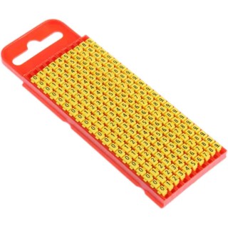 HellermannTyton Snap-On Polyamide 66 Cable Marker, Yellow, Pre-printed 0-9, Fits 2 to 2.8 mm Cable Diameter, UL94 V-0 WIC1