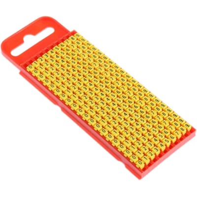 HellermannTyton Snap-On Polyamide 66 Cable Marker, Yellow, Pre-printed 0-9, Fits 2 to 2.8 mm Cable Diameter, UL94 V-0 WIC1