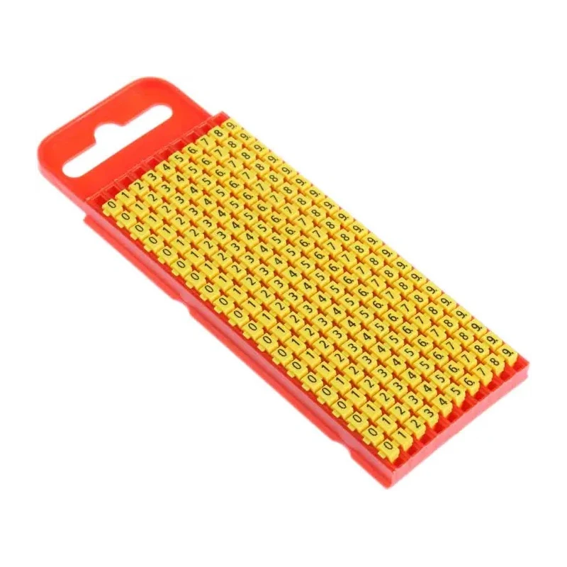 HellermannTyton Snap-On Polyamide 66 Cable Marker, Yellow, Pre-printed 0-9, Fits 2 to 2.8 mm Cable Diameter, UL94 V-0 WIC1