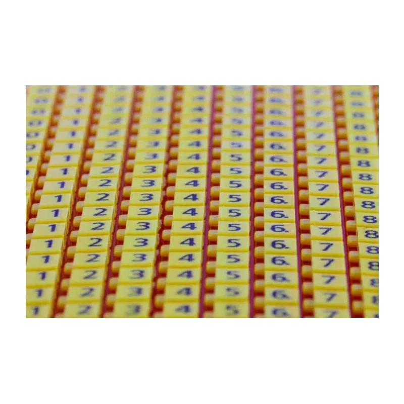 HellermannTyton Snap-On Polyamide 66 Cable Marker, Yellow, Pre-printed 0-9, Fits 2 to 2.8 mm Cable Diameter, UL94 V-0 WIC1