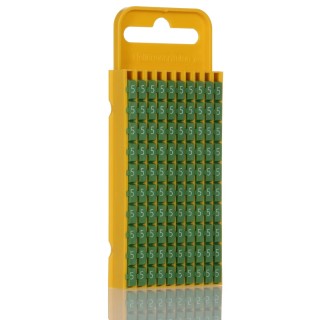 HellermannTyton Snap-On Cable Marker, Pre-Printed "5", White Legend, Green Marker, Polyamide Material, 4.3 to 5.3 mm WIC3