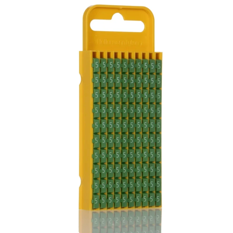 HellermannTyton Snap-On Cable Marker, Pre-Printed "5", White Legend, Green Marker, Polyamide Material, 4.3 to 5.3 mm WIC3