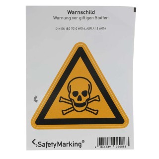 Wolk Hazard Warning Sign Toxic Label Self-Adhesive 100mm x 100mm Polyvinyl Chloride 21.0163