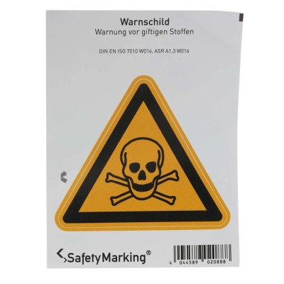 Wolk Hazard Warning Sign Toxic Label Self-Adhesive 100mm x 100mm Polyvinyl Chloride 21.0163