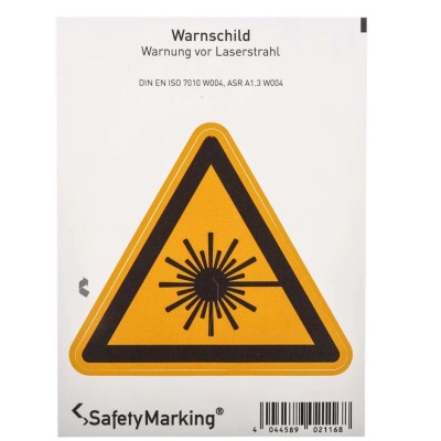 Wolk Hazard Warning Sign Laser Beam Warning Self-Adhesive Polyvinyl Chloride 100mm x 100mm 21.0204
