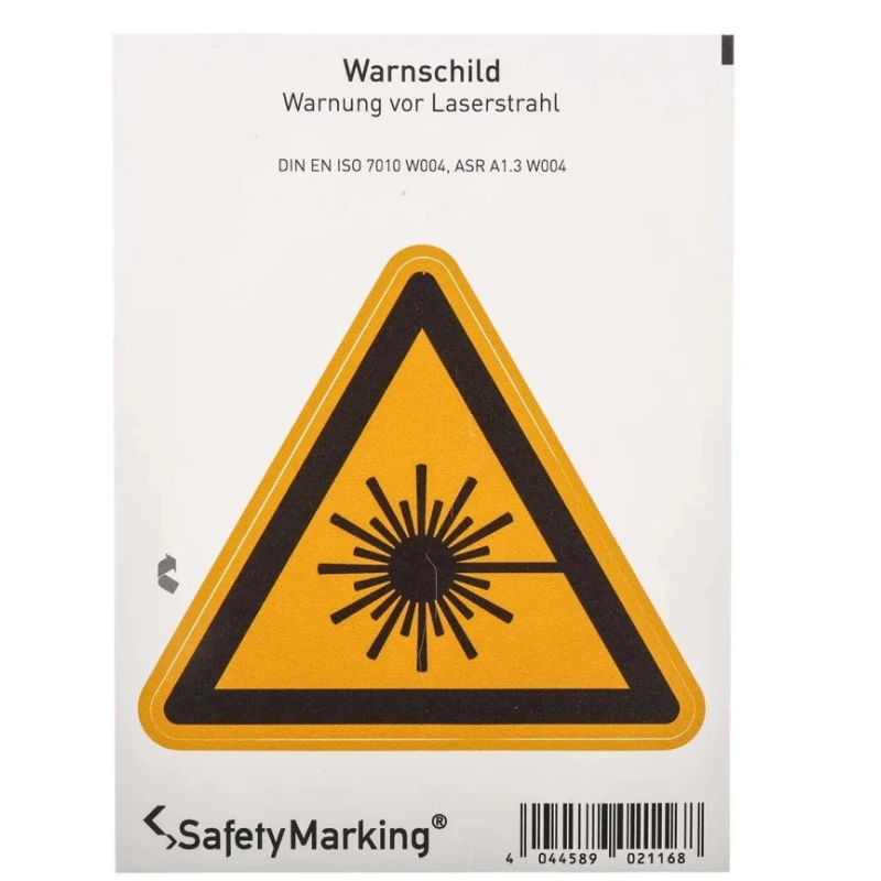 Wolk Hazard Warning Sign Laser Beam Warning Self-Adhesive Polyvinyl Chloride 100mm x 100mm 21.0204