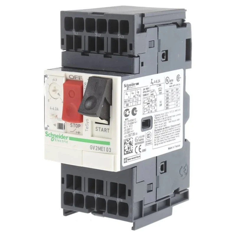 Schneider Electric Motor Protection Circuit Breaker 4A, 6.3A, 690V, 3 Pole, Thermal Magnetic, IP20, -20°C to 60°C GV2ME