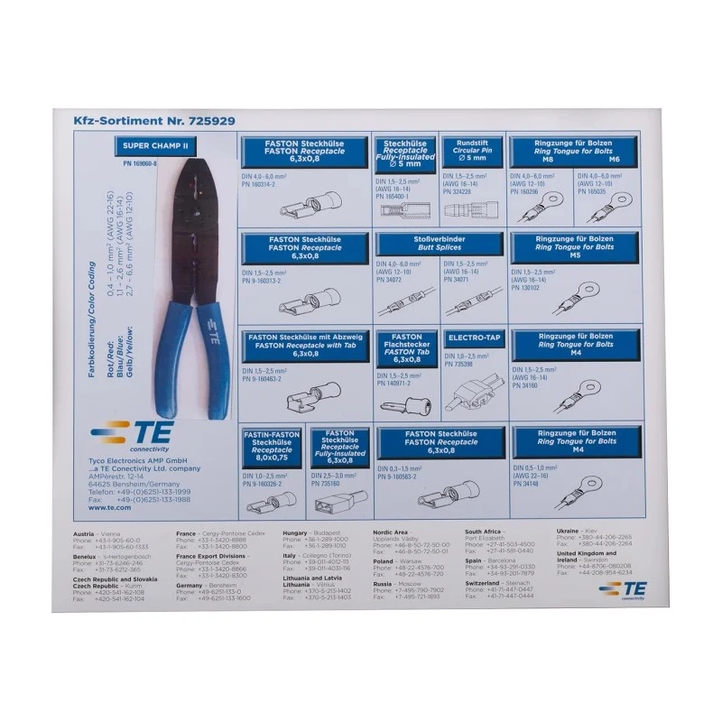 TE Connectivity Plasti-Grip Terminal PIDG Splices Terminal Automotive Service Crimp Terminal Kit 725929