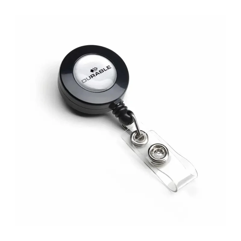 Durable Badge Reel Black Secure Metal Clip Retractable Reel Length 800mm 8152-58