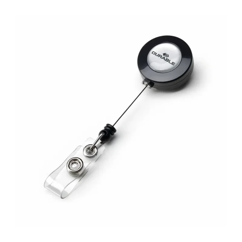 Durable Badge Reel Black Secure Metal Clip Retractable Reel Length 800mm 8152-58