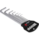 Wiha 7 Piece L Metric Hex Key Set Chrome Vanadium Steel Long Arm Hex Ball End Hex Size 1.5 to 6 mm 01416