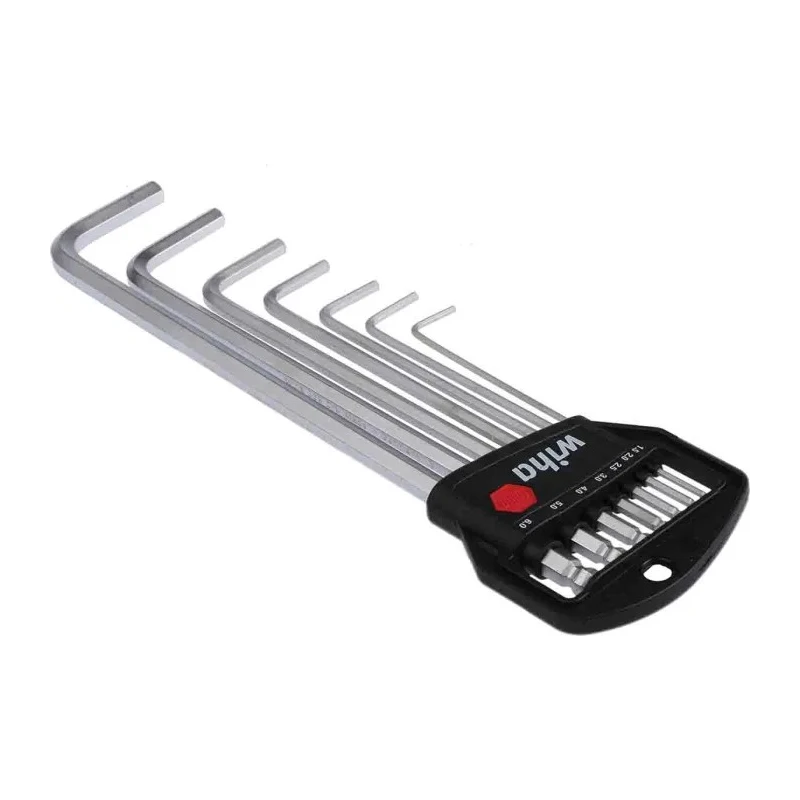 Wiha 7 Piece L Metric Hex Key Set Chrome Vanadium Steel Long Arm Hex Ball End Hex Size 1.5 to 6 mm 01416
