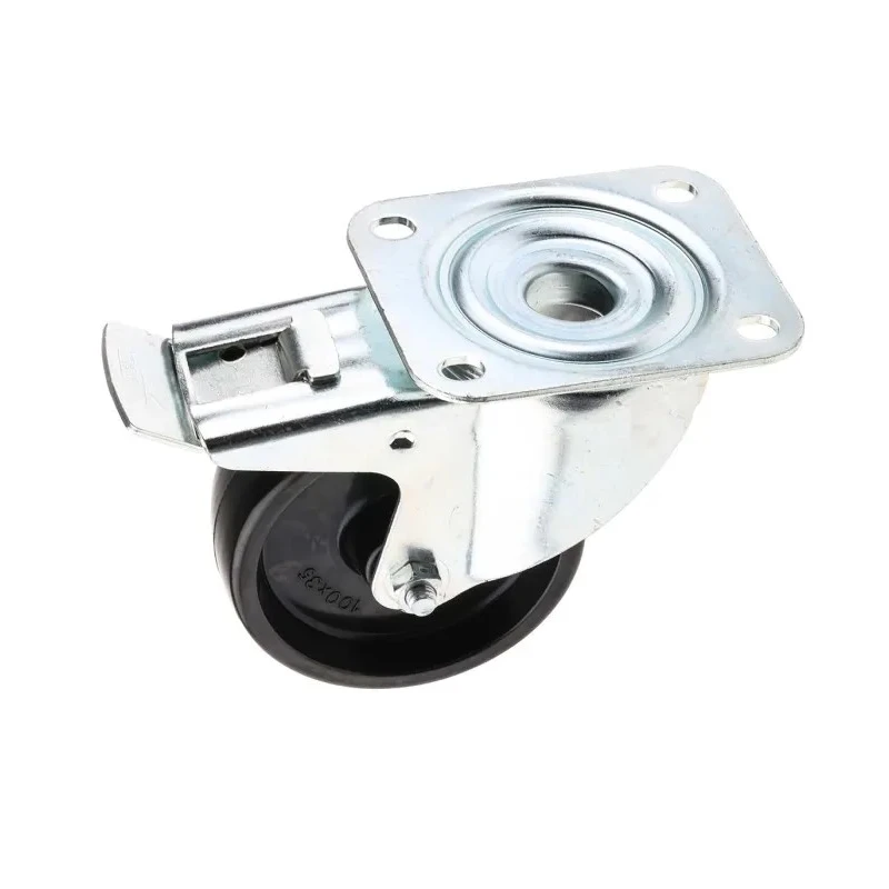 RS PRO Braked Swivel Castor, Phenolic Wheel, 100 mm Diameter, 120 kg Load Capacity, Ball Bearing Hub, 420-3887