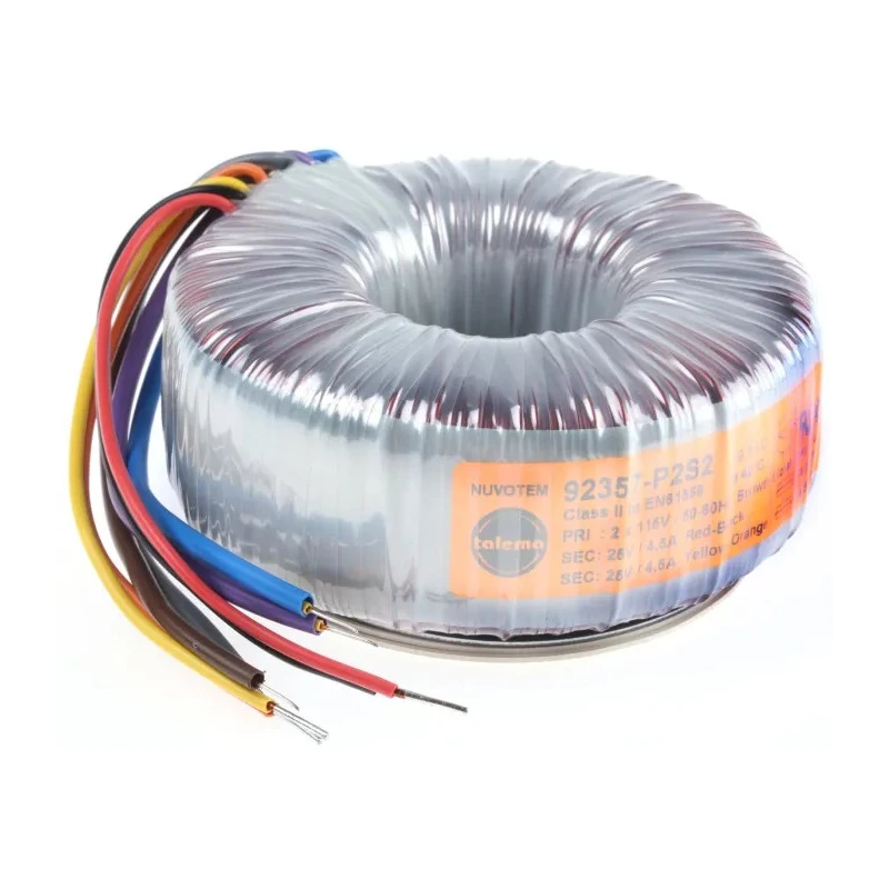 Nuvotem Talema Toroidal Transformer 230 V AC Primary, 2 x 25 V AC Secondary, 225 VA Power, Model 92429-P2S2