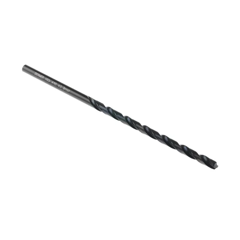 Dormer HSS Long Series Helical 4-Flute Twist Drill Bit 1 in Size, 126mm Overall Length, Cylindrical Shank, Bright A1104.5
