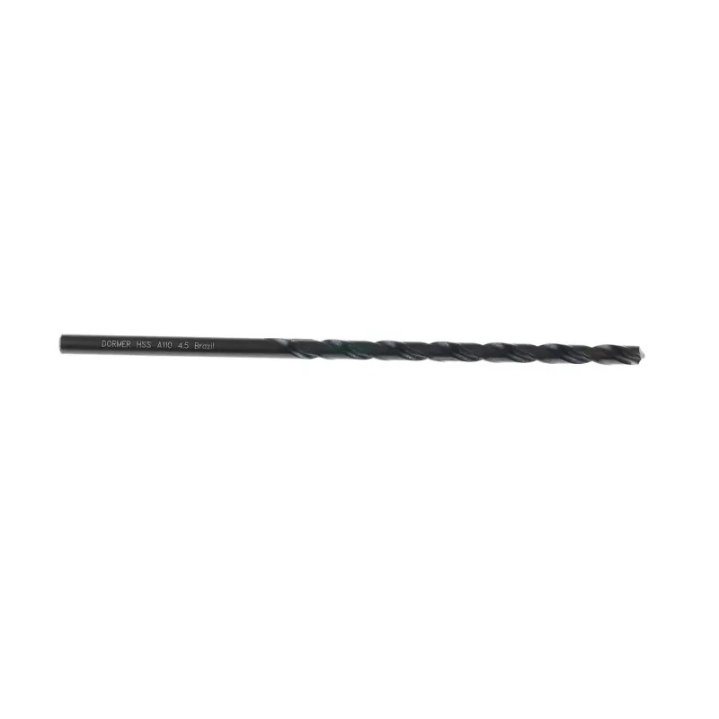 Dormer HSS Long Series Helical 4-Flute Twist Drill Bit 1 in Size, 126mm Overall Length, Cylindrical Shank, Bright A1104.5