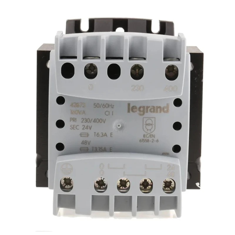 Legrand 160 VA DIN Rail Transformer, 230 to 400 V Primary, 24 V AC and 48 V AC Secondary, DIN Rail/Screw Mount 0 428 73