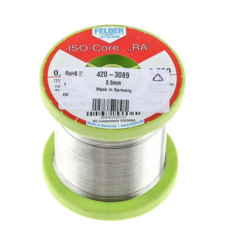 Felder Lottechnik Lead Free Solder Wire 0.5 mm Diameter, 217 °C Melting Point, Rosin Based Flux 18.840.52037