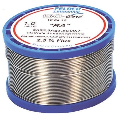 Felder Lottechnik Lead Free Solder Wire 1 mm Diameter, Rosin Based Flux, 217 °C Melting Point 18.841.04037