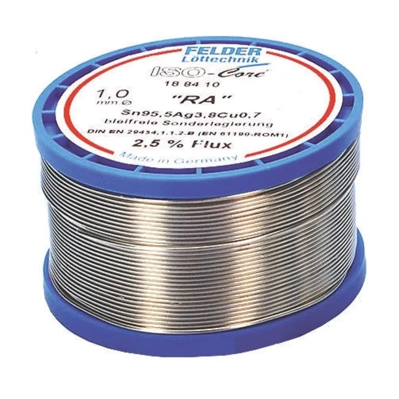 Felder Lottechnik Lead Free Solder Wire 1 mm Diameter, Rosin Based Flux, 217 °C Melting Point 18.841.04037