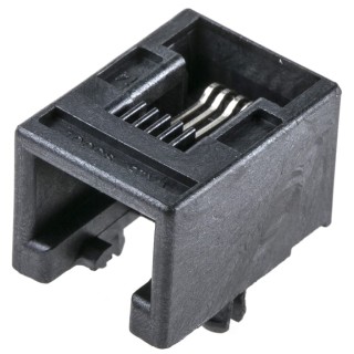 Molex RJ22 Series 95501 Cat3 Unshielded Modular Jack Connector Female Cable Right Angle 1 Port 6 Way RJ22