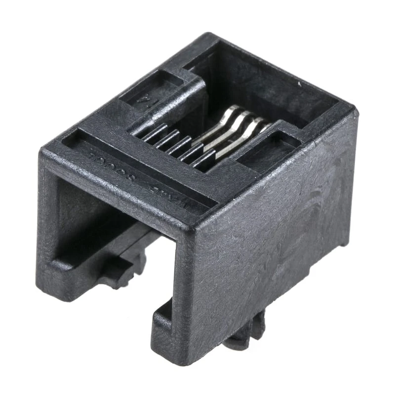 Molex RJ22 Series 95501 Cat3 Unshielded Modular Jack Connector Female Cable Right Angle 1 Port 6 Way RJ22