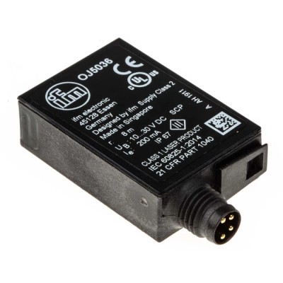 ifm electronic Retroreflective Photoelectric Sensor Block Style 8 m Detection Range PNP Output IP67 OJ5036