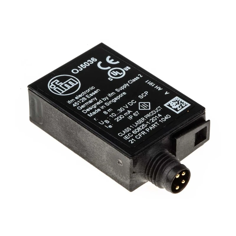 ifm electronic Retroreflective Photoelectric Sensor Block Style 8 m Detection Range PNP Output IP67 OJ5036