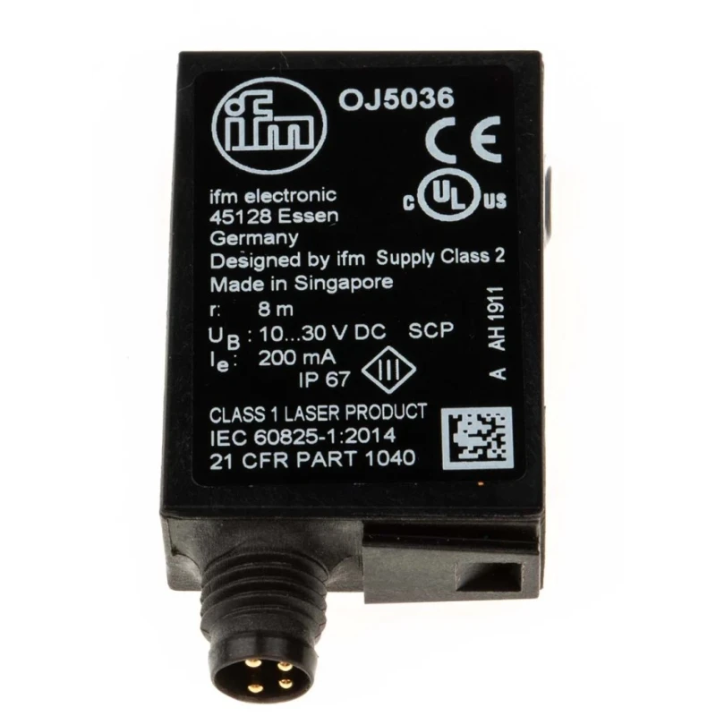 ifm electronic Retroreflective Photoelectric Sensor Block Style 8 m Detection Range PNP Output IP67 OJ5036