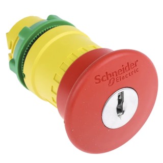 Schneider Electric Harmony Series Key Release Emergency Stop Push Button Panel Mount 22mm Cutout IP66 IP67 IP69K ZB5AS944
