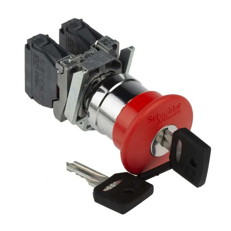 Schneider Electric Harmony XB4 Series Key Release Emergency Stop Push Button Panel Mount 22mm Cutout SPDT IP66 XB4BS9445