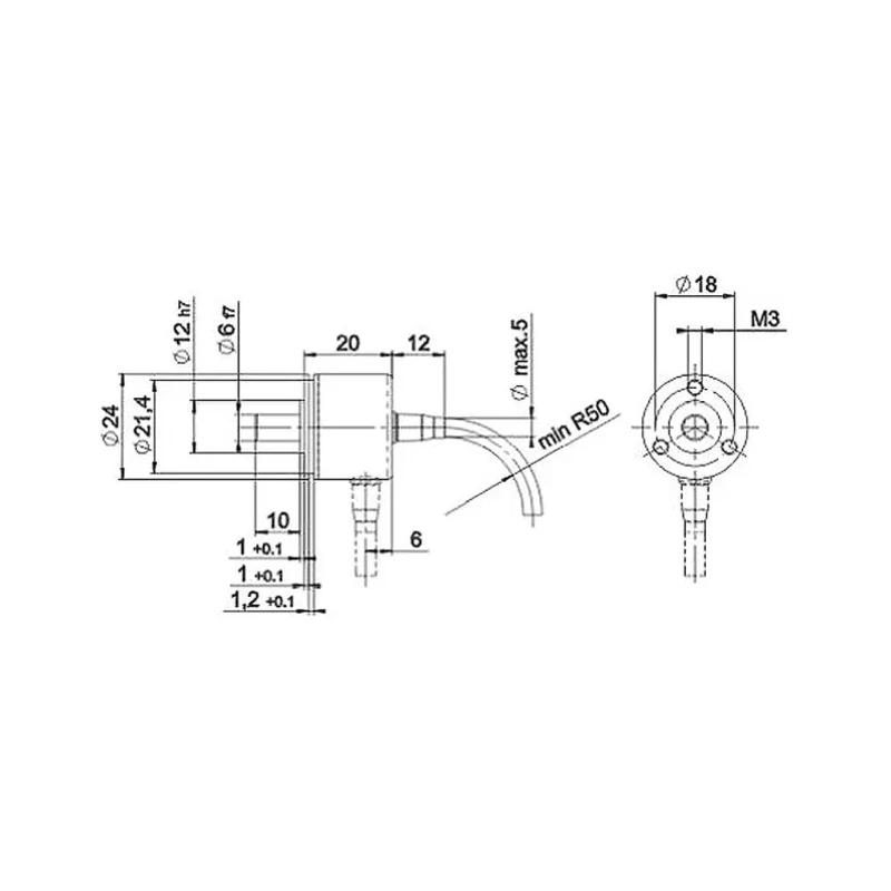 Kubler 2400 Series Incremental Encoder 24V dc IP65 Shock Proof Solid Shaft 05.2400.1122.1024