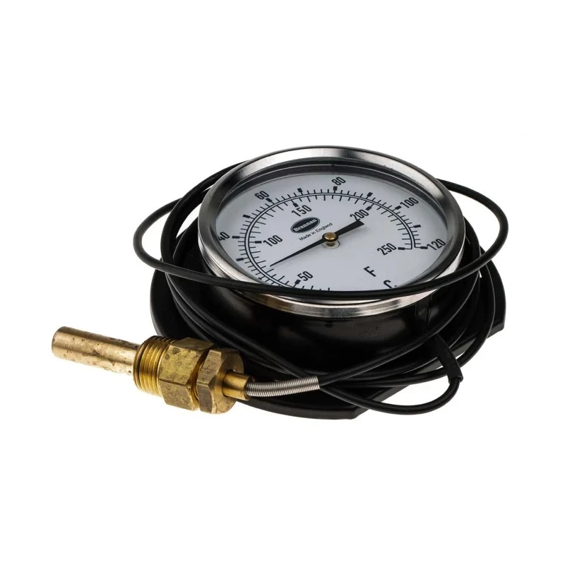 RS PRO Temperature Gauge Dial Thermometer with 100mm Dial, Steel Case, Bi-metal Movement, 120°C Maximum Temperature 431-5592