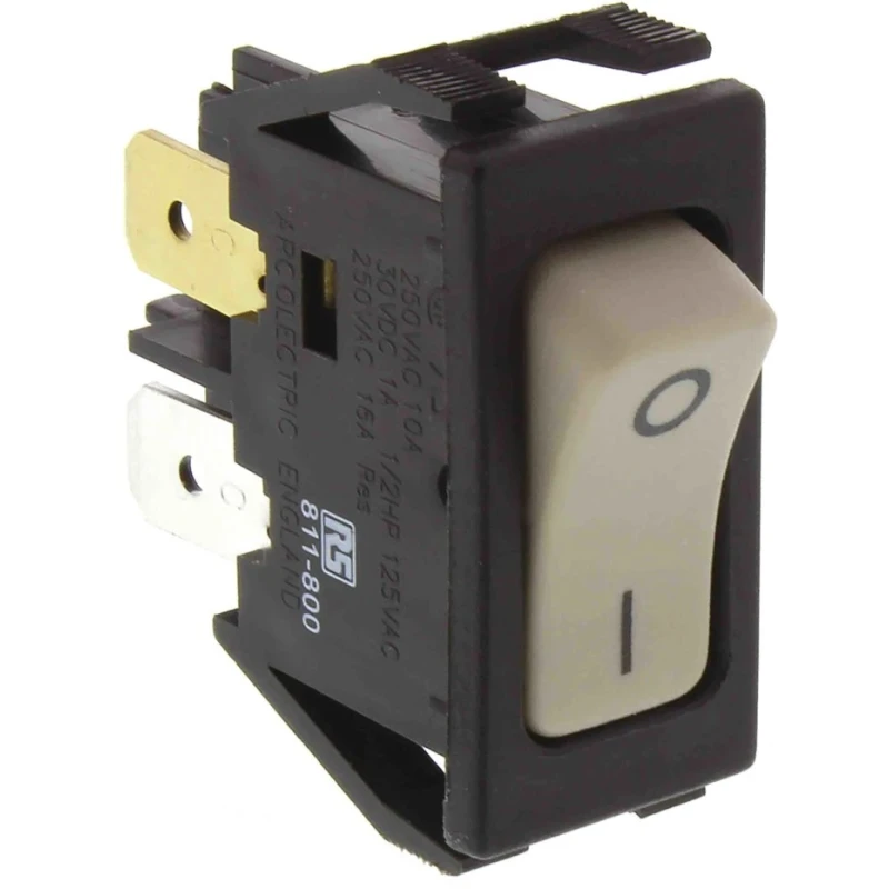 Arcolectric (Bulgin) Ltd DPST On-Off On-Off Rocker Switch Panel 10A 250V AC 30V DC Quick Connect Terminals C1250APAAD