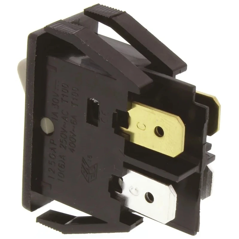 Arcolectric (Bulgin) Ltd DPST On-Off On-Off Rocker Switch Panel 10A 250V AC 30V DC Quick Connect Terminals C1250APAAD