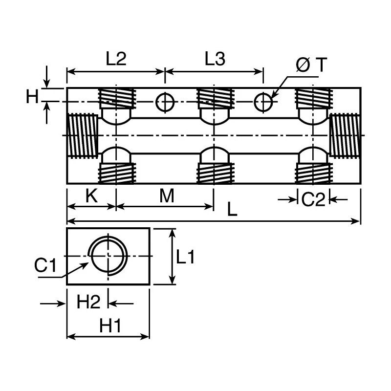 Legris 3313 Anodised Aluminium 6 Outlet Pneumatic Manifold 20 bar Maximum Pressure 3313 10 13 03