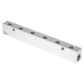 Legris 6 Outlet Pneumatic Manifold Anodised Aluminium 20 bar Pressure 3311 13 17 06