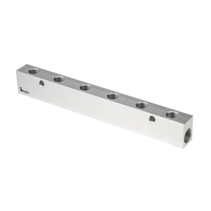 Legris 6 Outlet Pneumatic Manifold Anodised Aluminium 20 bar Pressure 3311 13 17 06