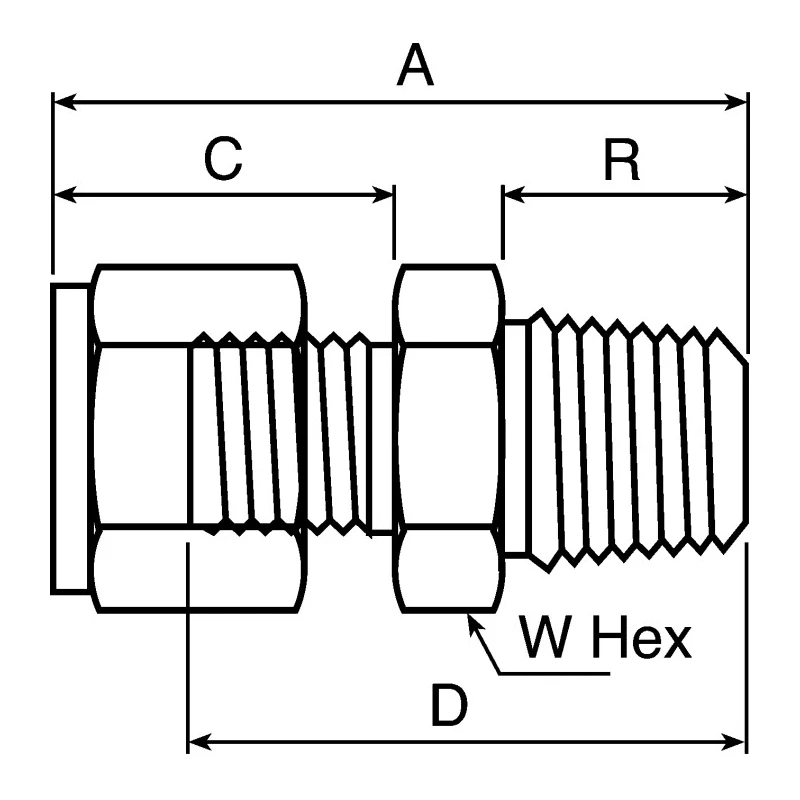 Parker Stainless Steel Pipe Fitting Straight Elbow Coupler NPT Threaded 1/2 in 8MSC8N-316