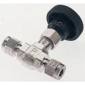 Parker Stainless Steel Needle Valve, 5000 psig Pressure Rating, ASTM A182 Type F316 Body, PTFE Stem Seal 6A-V6LR-SS